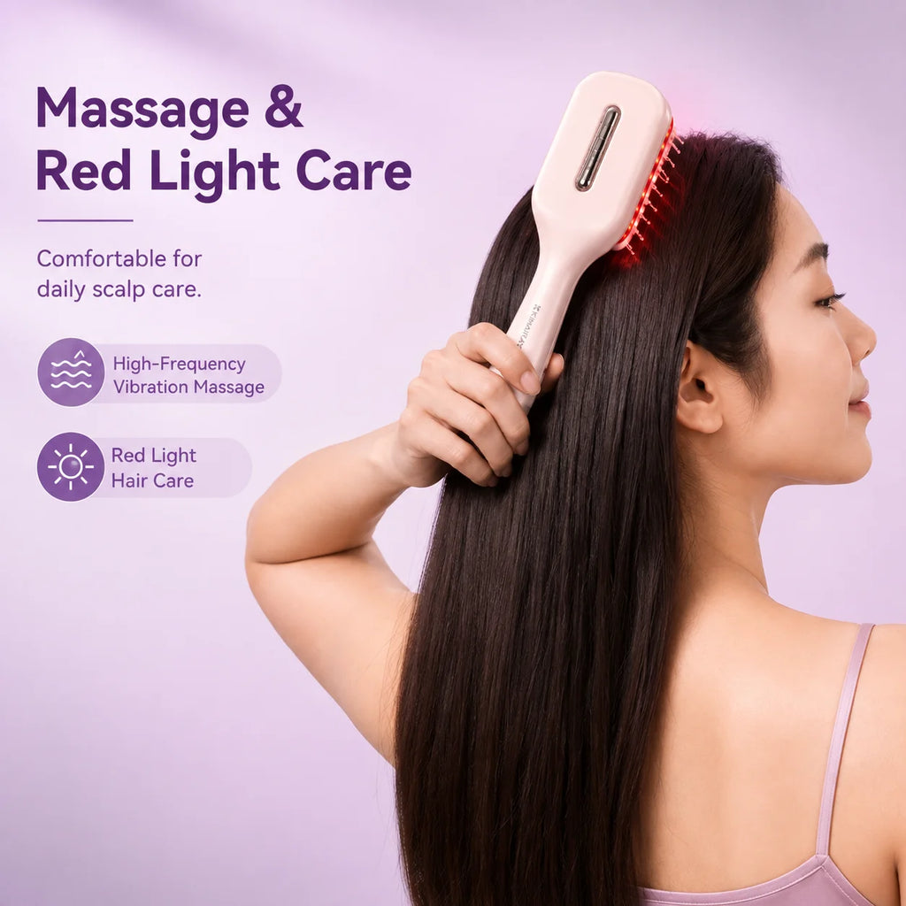 Brosse Lumisoin - Brosse de soin capillaire 3-en-1 à lumière rouge