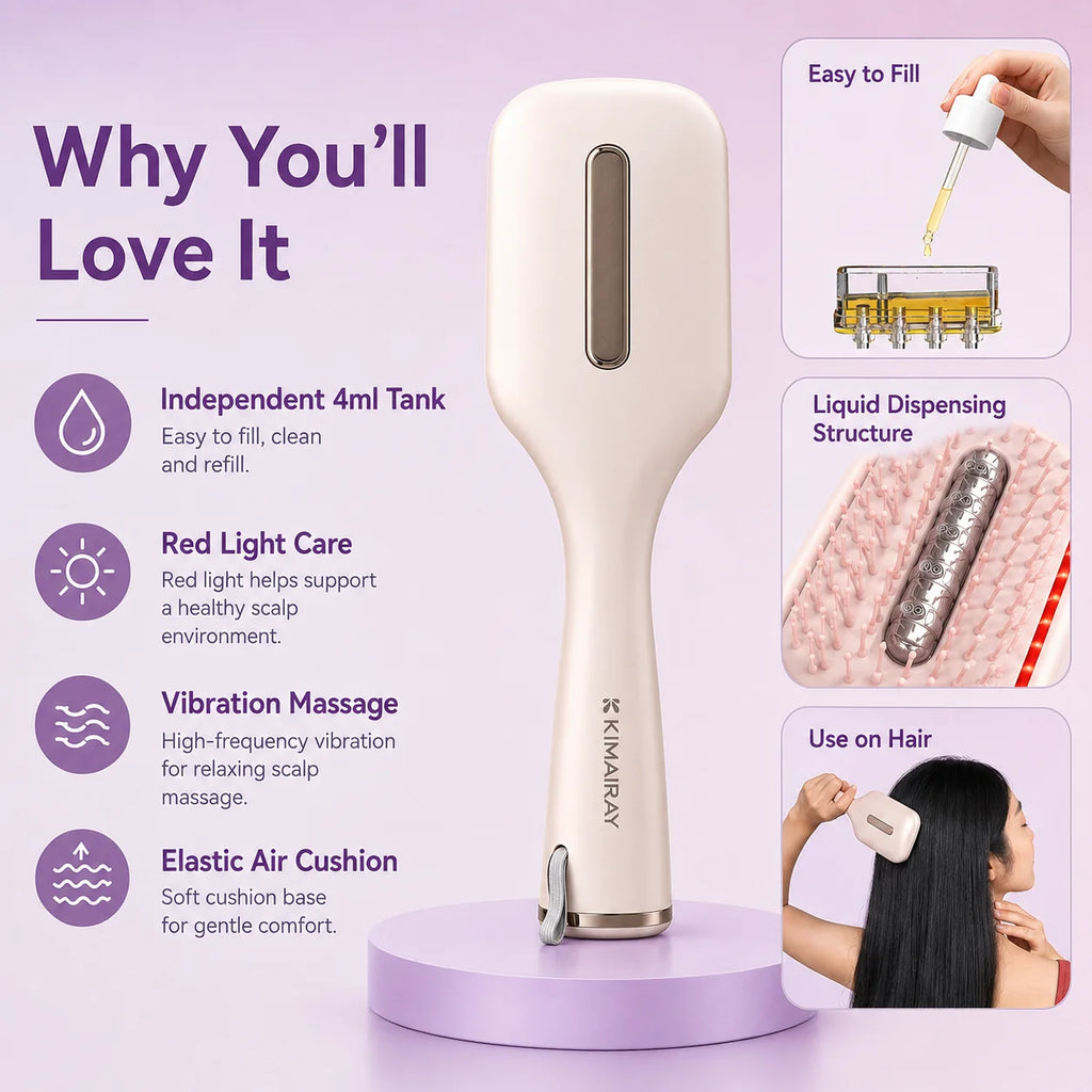 Brosse Lumisoin - Brosse de soin capillaire 3-en-1 à lumière rouge